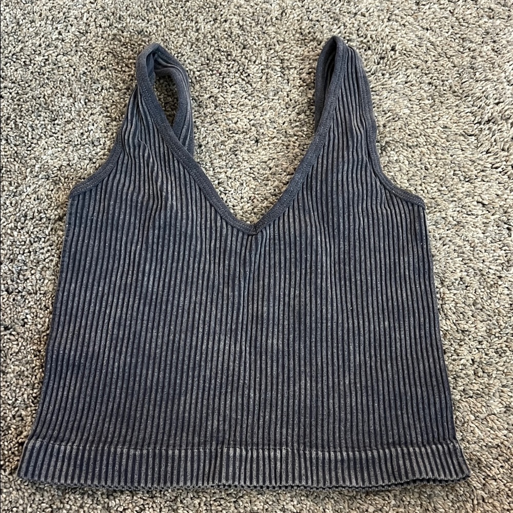 Aura Charcoal Ribbed Tank Top